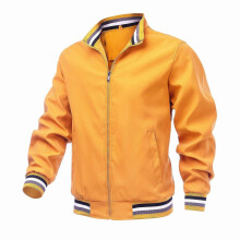 (M)Casual jacket men's spring and autumn sports solid color men's coat men's yellow