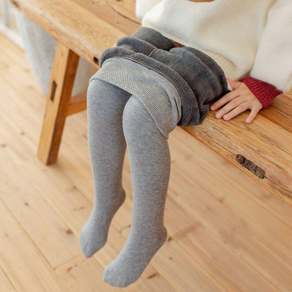 (grey, XXL) 2-15y Baby Toddler Kids Girl Warm Pantyhose Tights Velvet Lined Kids Stockings Fleece Leggings