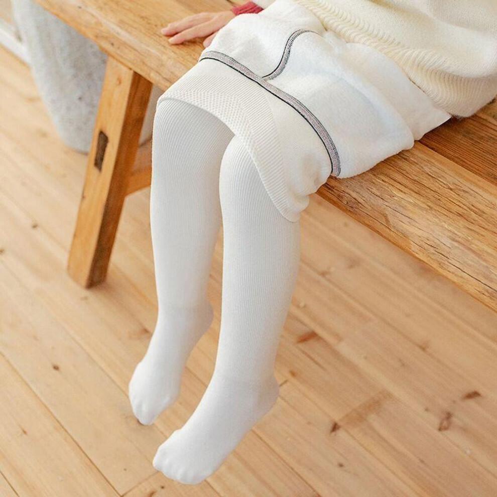 (white, M) 2-15y Baby Toddler Kids Girl Warm Pantyhose Tights Velvet Lined Kids Stockings Fleece Leggings