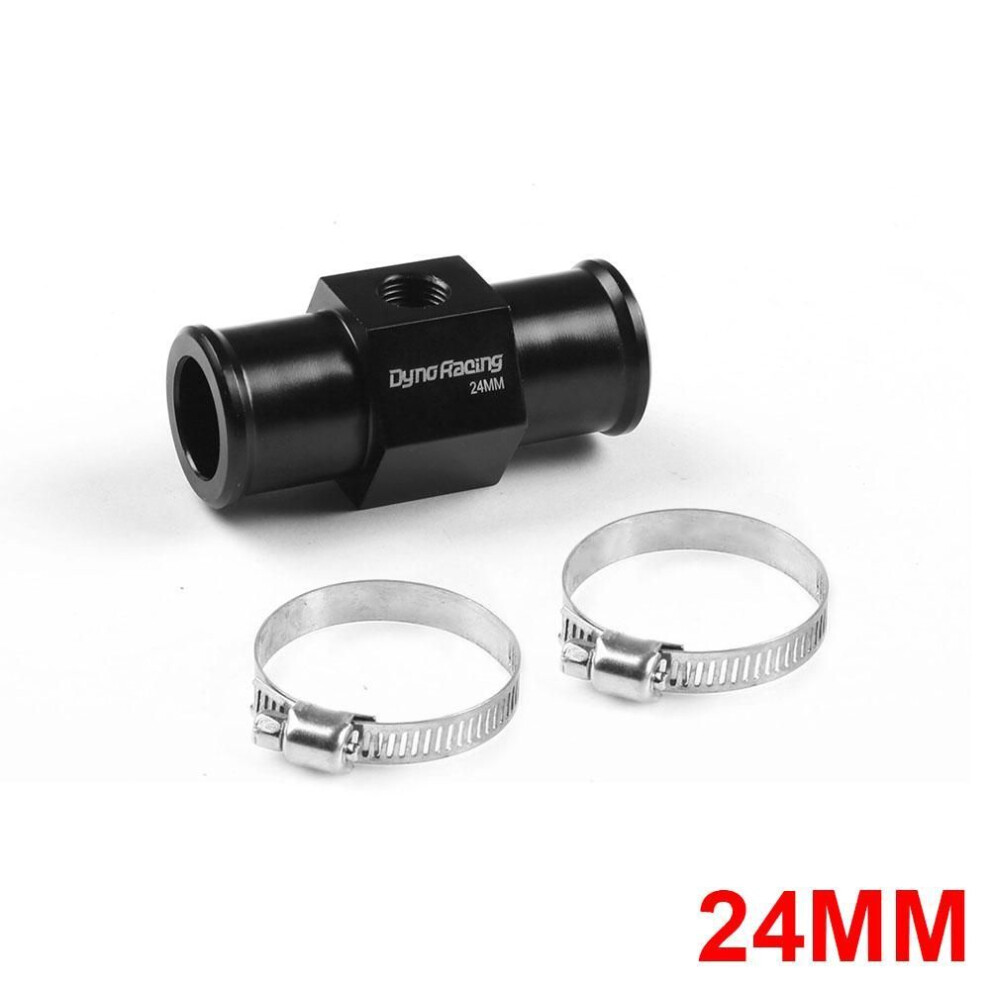 (black, 24MM) Dynoracing Black Water Temp Gauge Radiator Temperature Water Temp Joint Pipe Sensor 18mm 20mm 22mm 24mm Hose Adapter