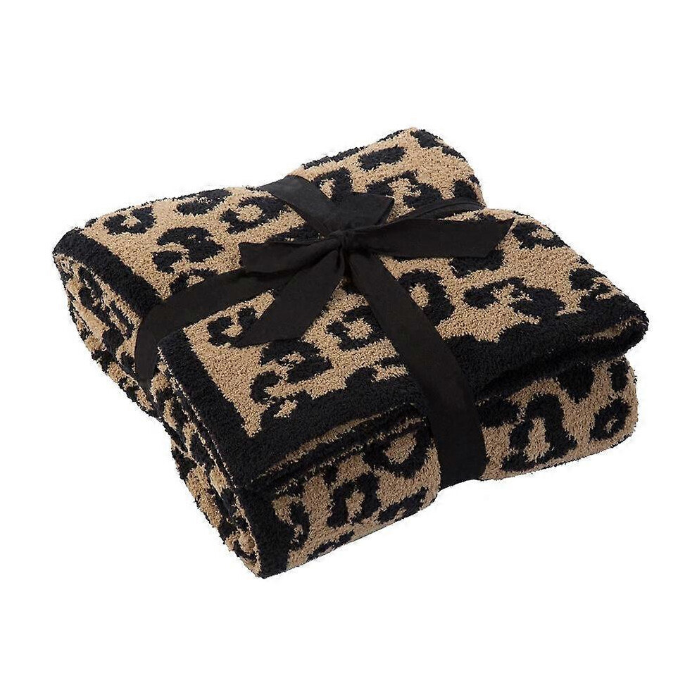 (100*120cm, Khaki) Throw Blanket, Leopard Print Ultra Soft Fleece Blanket