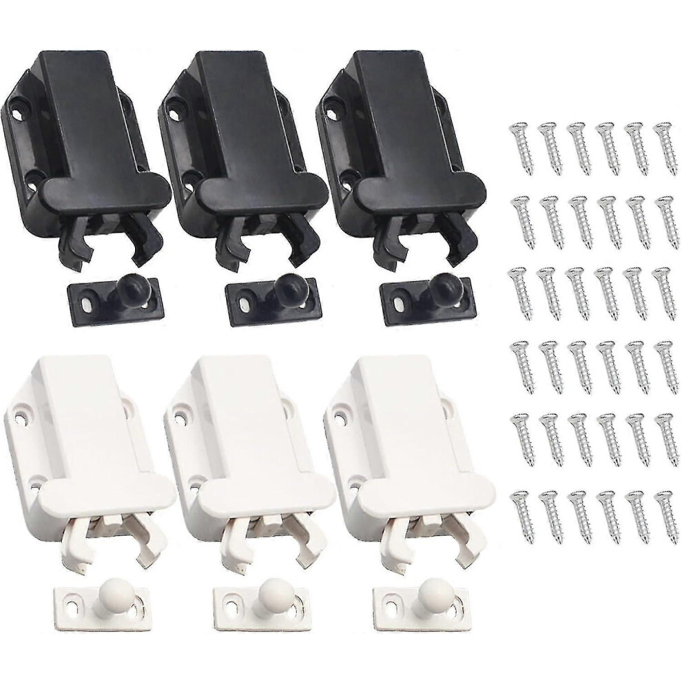 Open Door Catches 6pcs Non Magnetic Door Catch Cupboard Push Catch Cabinet Spring Locking Cabinet Push Catch Push Open Touch Drawer Open Door Catches