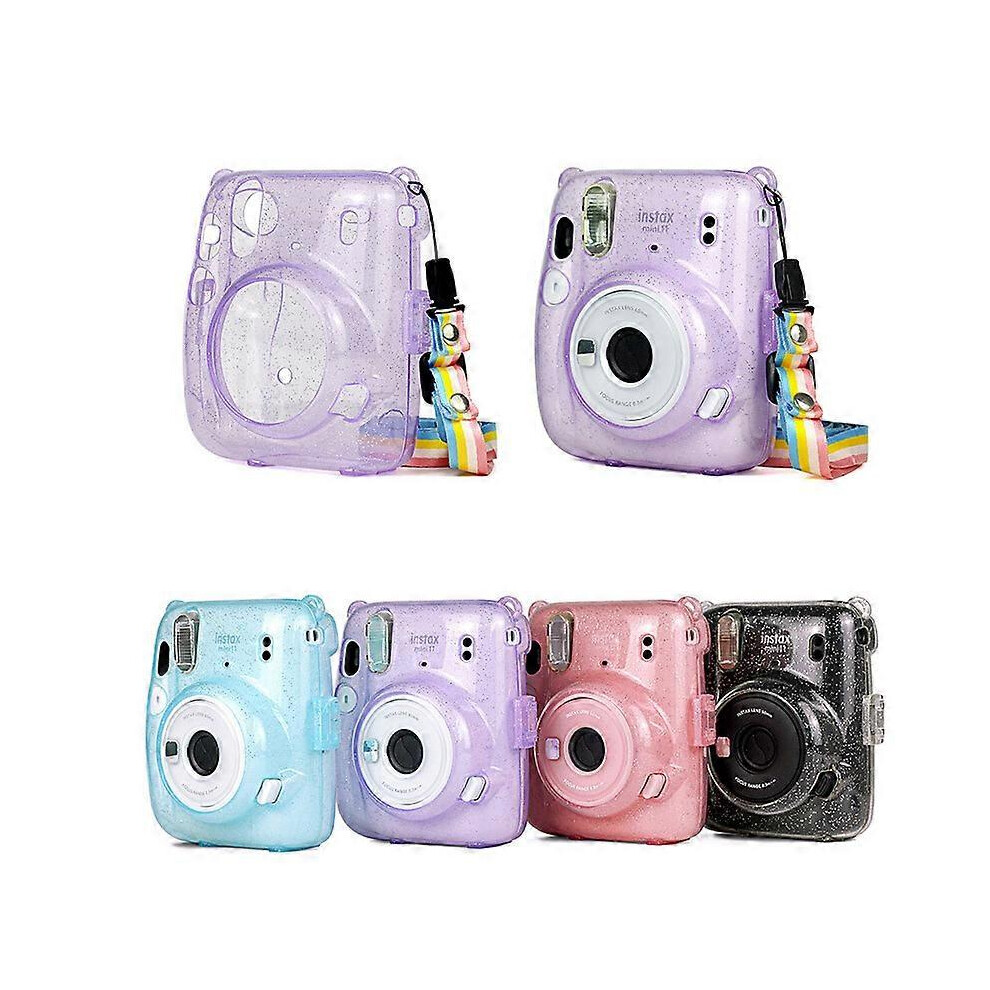 (purple) For Instax Mini 11 Crystal Transparent Protective Case Cover Bag for Fuji Fujifilm Instant Camera Bag for Instax Mini 11