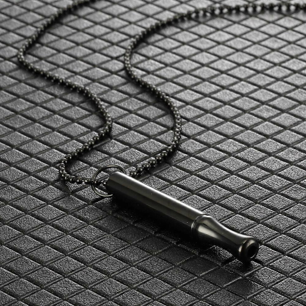 (Black) Breathing Whistle Necklace, Stop Smoking Necklace Stress Anxiety Relief Mindful Meditation Necklace Black