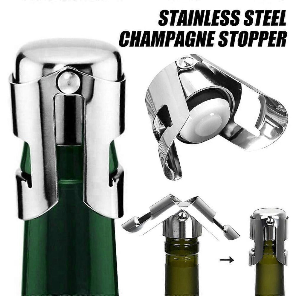 (2PCS) Stainless Steel Sparkling Bottle Sealer Accessories Toppers Saver Wine Champagne Stopper