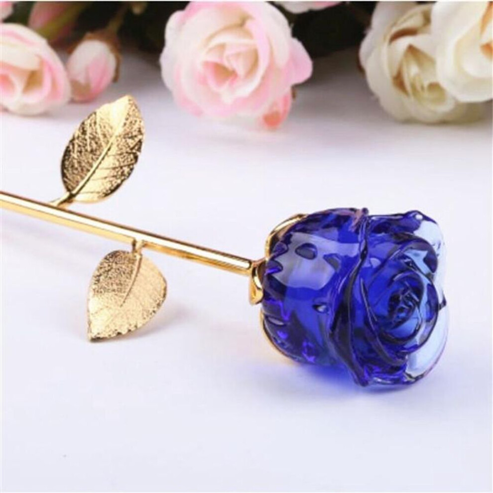 (G) Crystal Glass Rose Flower Figurines Craft Wedding Valentine&apos;s Day Favors Gifts Home Decoration Ornaments