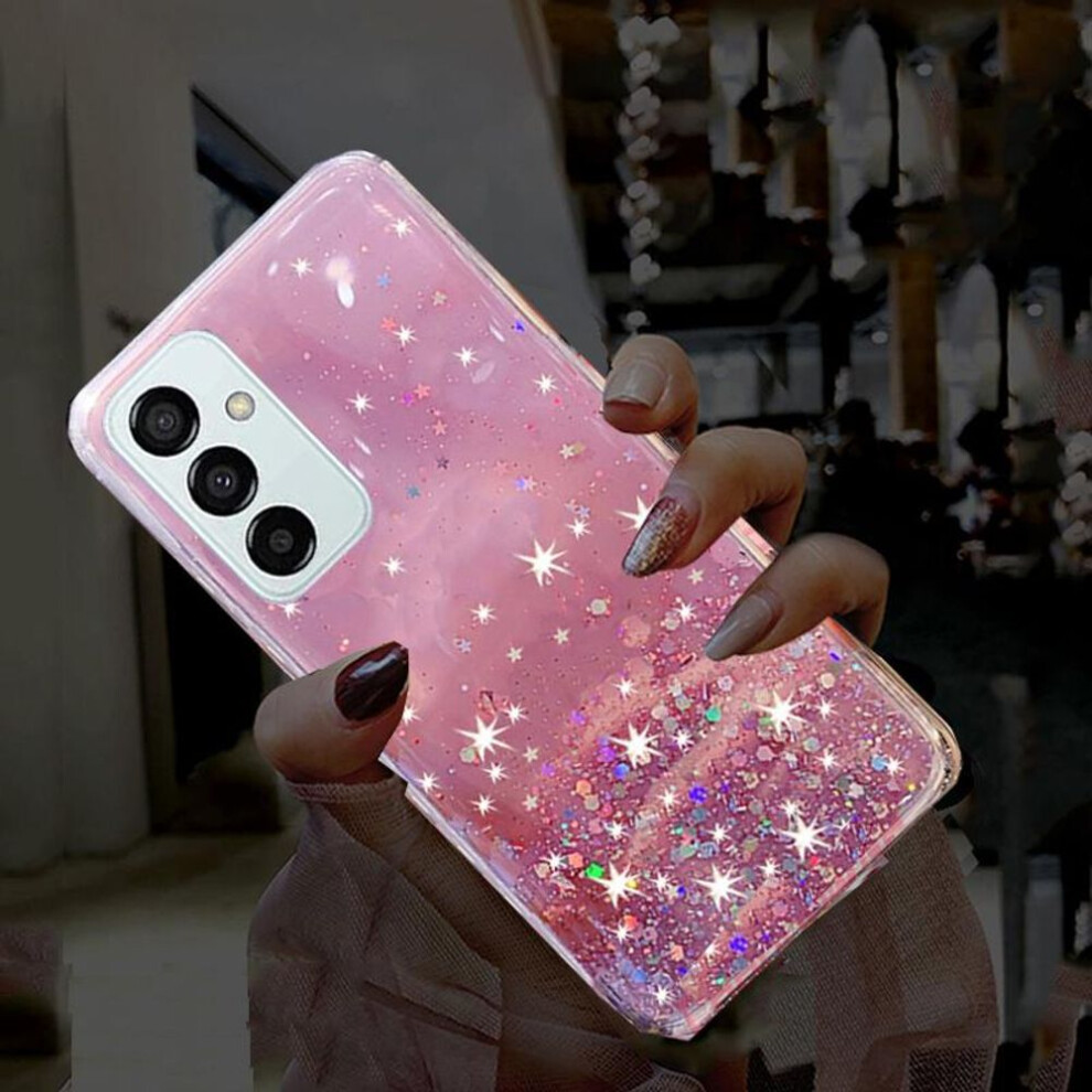 (pink, Samsung A04) Case Luxury Gradient Glitter Bling Phone Cases for Samsung Galaxy A04S A04 A14 A13 A23 A33 A53 A52 S23 Shiny Stars Sequins Clear Transparent Cover
