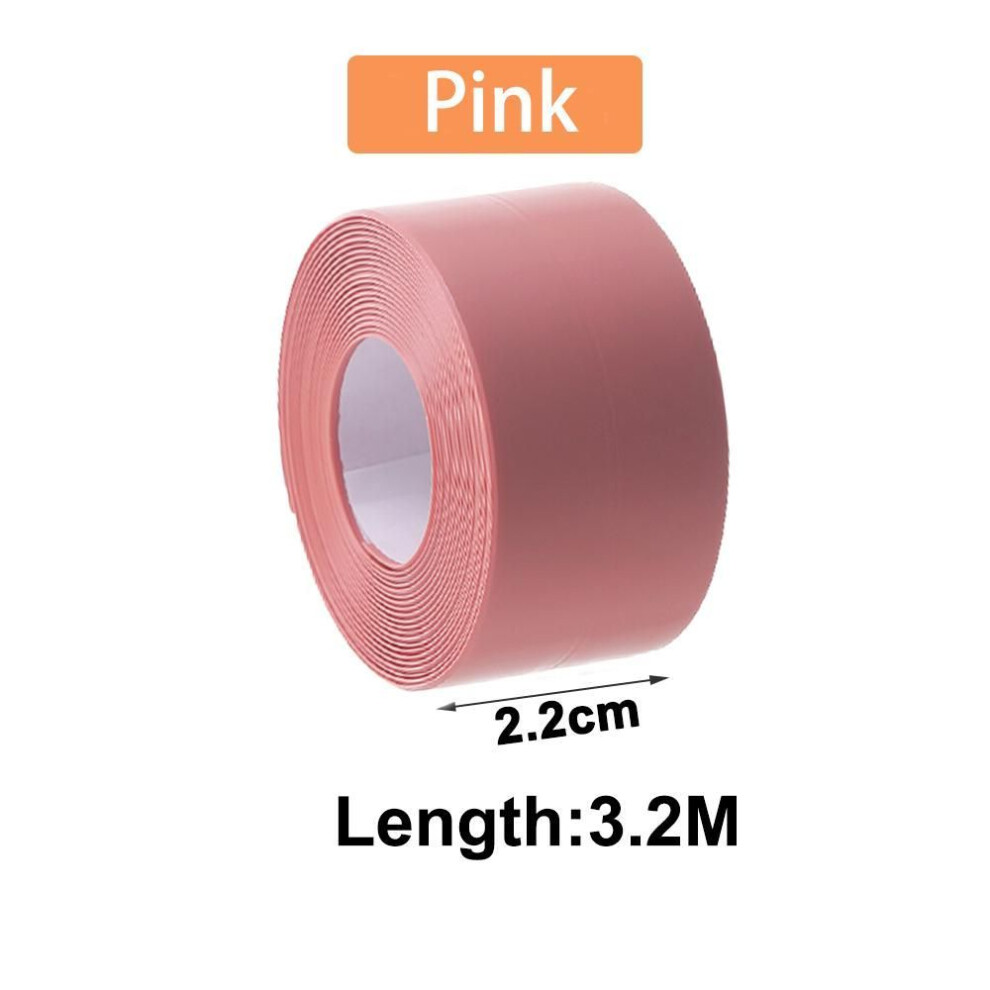 (pink, 3.2m) 3.2m Sealing Strip Bathroom Shower Sink Bath Caulk Tape White Pvc Self Adhesive Waterproof Wall Tape For Bathroom Kitchen