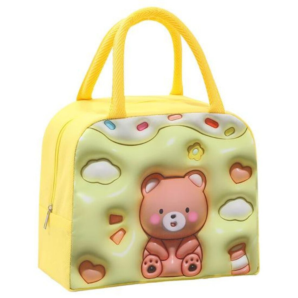 (yellow) Portable Lunch Bag With Sturdy Handle Cartoon Women Children School Thermal Insulated Lunch Box Tote Food Small Cooler Bag