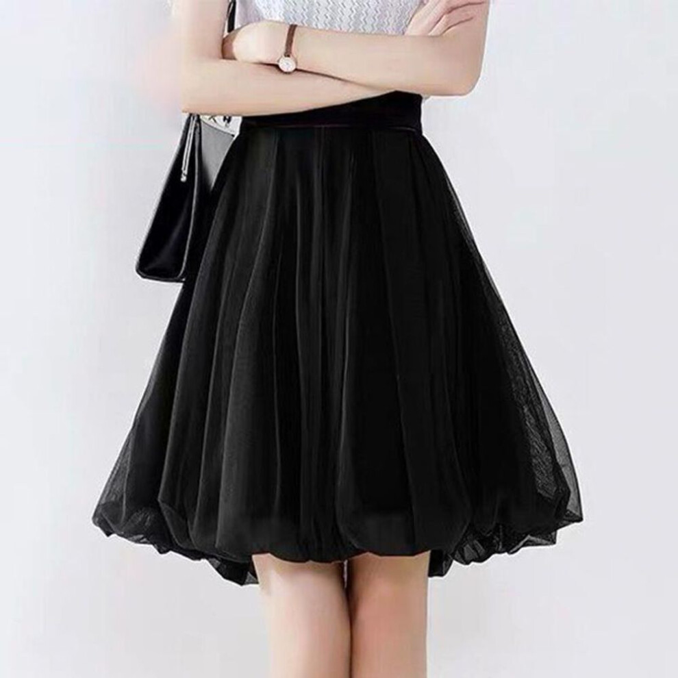 (black, L) Fashion Tulle Skirt Pleated Tutu Skirts Womens Lolita Petticoat Bridesmaids Midi Skirt
