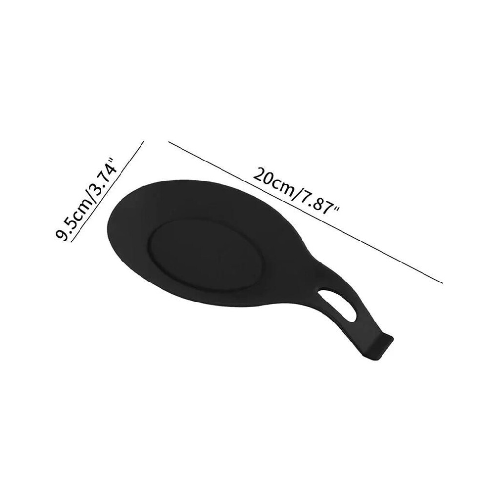 (black) 1 Pcs Kitchen Silicone Spoon Rest Heat Resistant Insulation Mats Saucers Rice Spoon Racks Food Grade High Temperature Spoon Put Mat