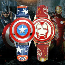 (Captain America)Marvel Avengers Themed Quartz Watch Kids Flip Case Watch Gift