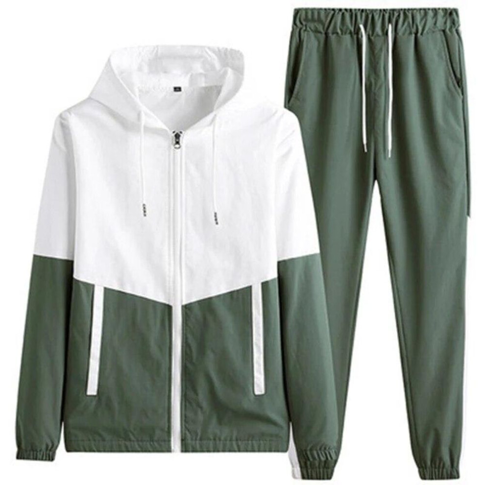 (green, XXXL) Fashion Men&apos;s Tracksuit Casual Joggers Hooded Sportswear Autumn Mens Jackets+pants 2 Piece Sets Hip Hop Running Sports Suit