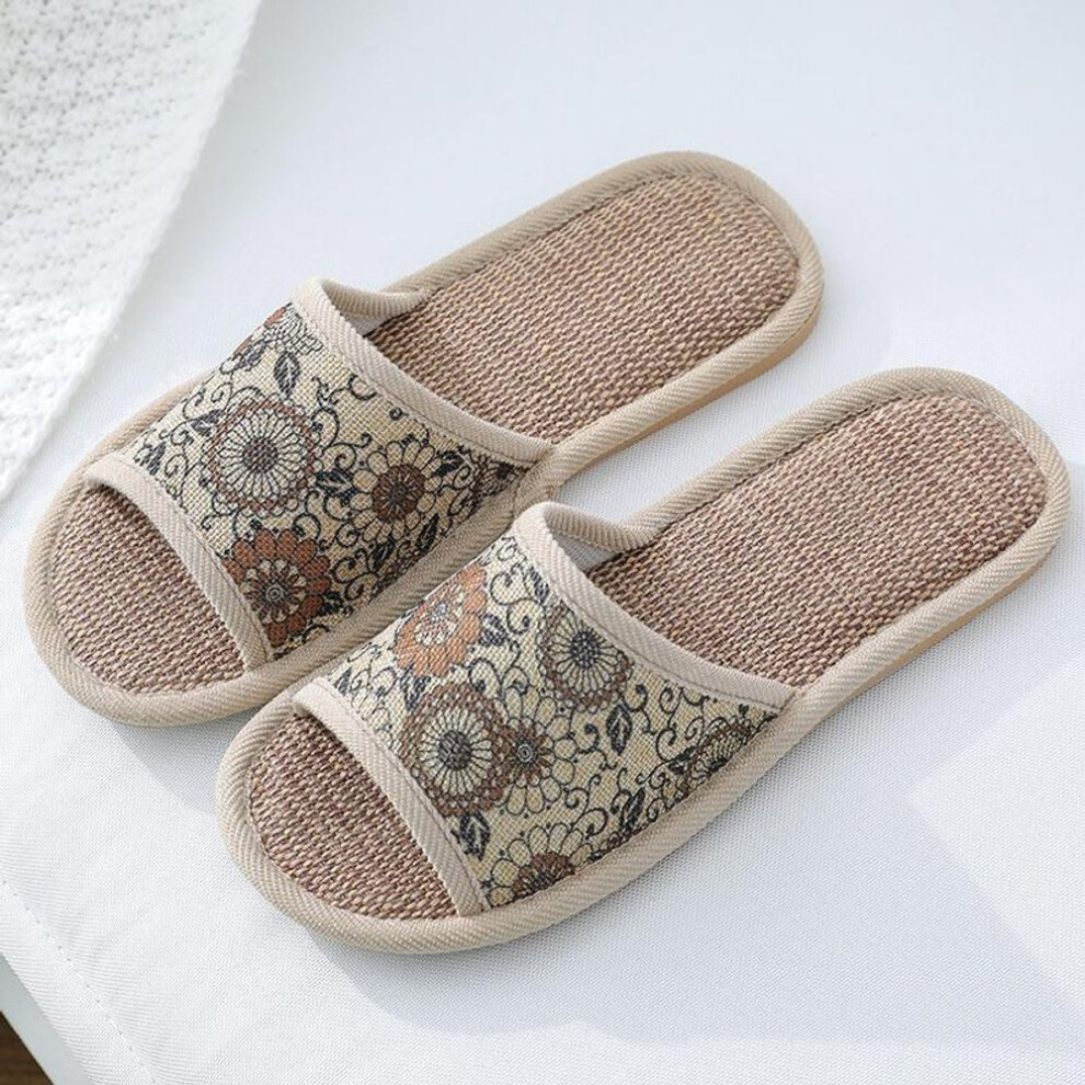 (coffee, 42-43) Womens House Slippers Open Toe Round Toe  Anti Slip Home Slides Womens Platform Soft Sole Flat Shoes