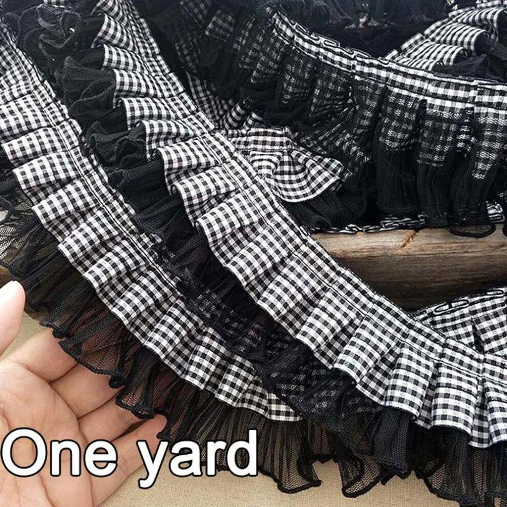 (black, 1Yard) 1Yard Plaids Clothing Hats Decor Classic Style Satin Ribbon Polyester Sewing Accessories 7cm Wide