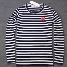 (Deep Blue,L)Comme Des Garçons Cdg Play Little Red Heart Baumwoll Langarm-T-Shirts