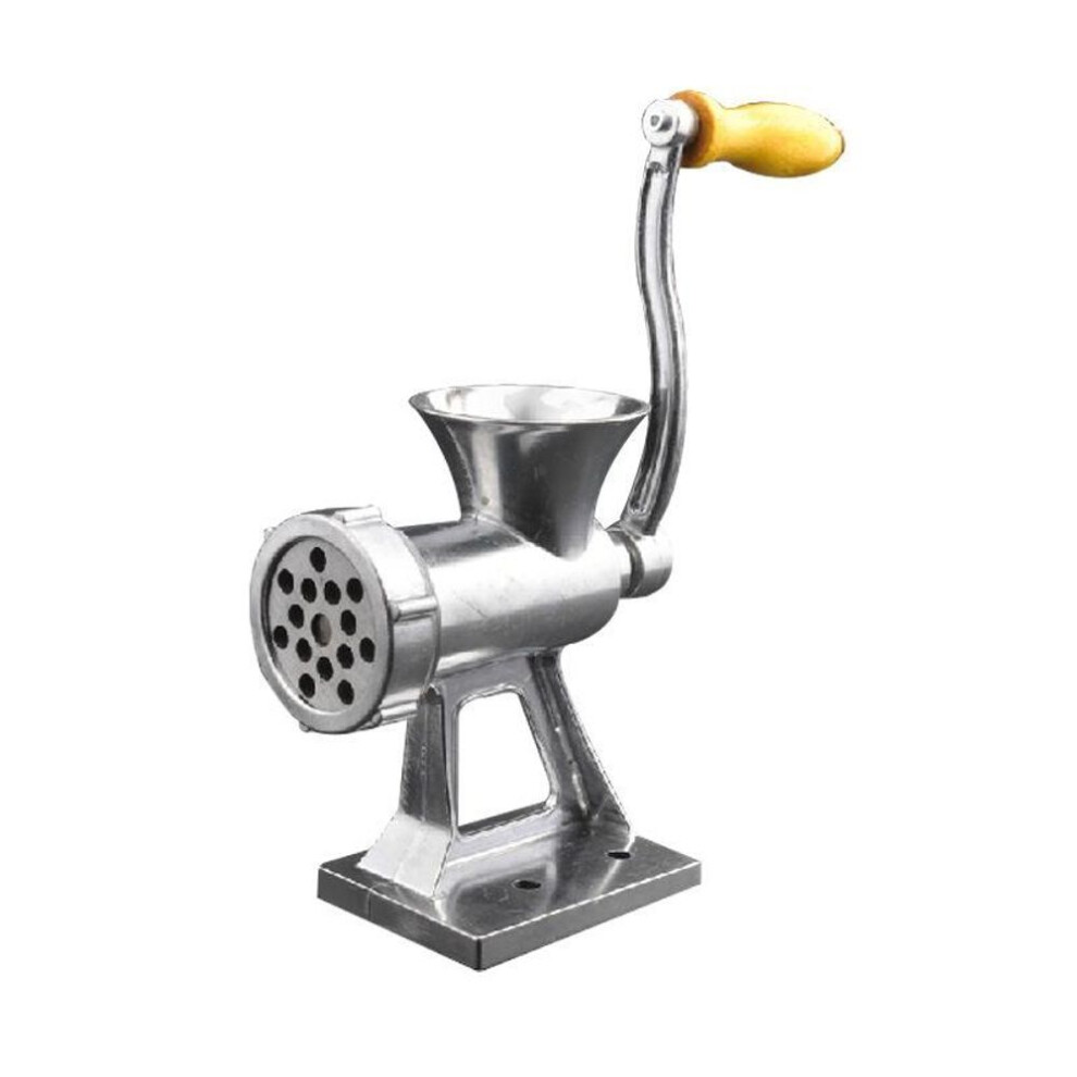 (silver) 1set Aluminium Alloy Hand Operate Manual Meat Grinder Sausage Beef Mincer Hand Crank Meat Mincer & Tabletop Clamp Kitchen Home Tool