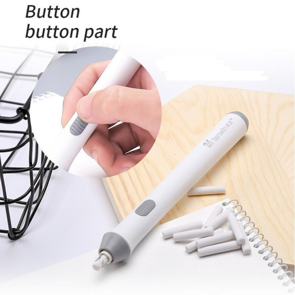 (white) Adjustable Electric Pencil Eraser Kit Battery Operated Highlights Erasing Effects For Sketch Drawing With 22pcs Rubber Refills