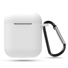 (white, for Airpods 1/2 with hook) Silicone Case For Airpods Pro Case Wireless Bluetooth for Apple Airpods 2 Cover Earphone Case For Air Pods pro