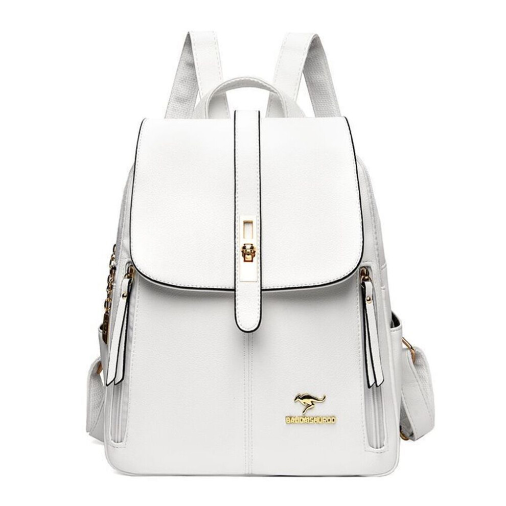 (white, 26x14x32cm) Women&apos;s Backpack New Korean Edition Simple Fashionable Women&apos;s Backpack Commuter Versatile Large Capacity One Shoulder Casual Bag
