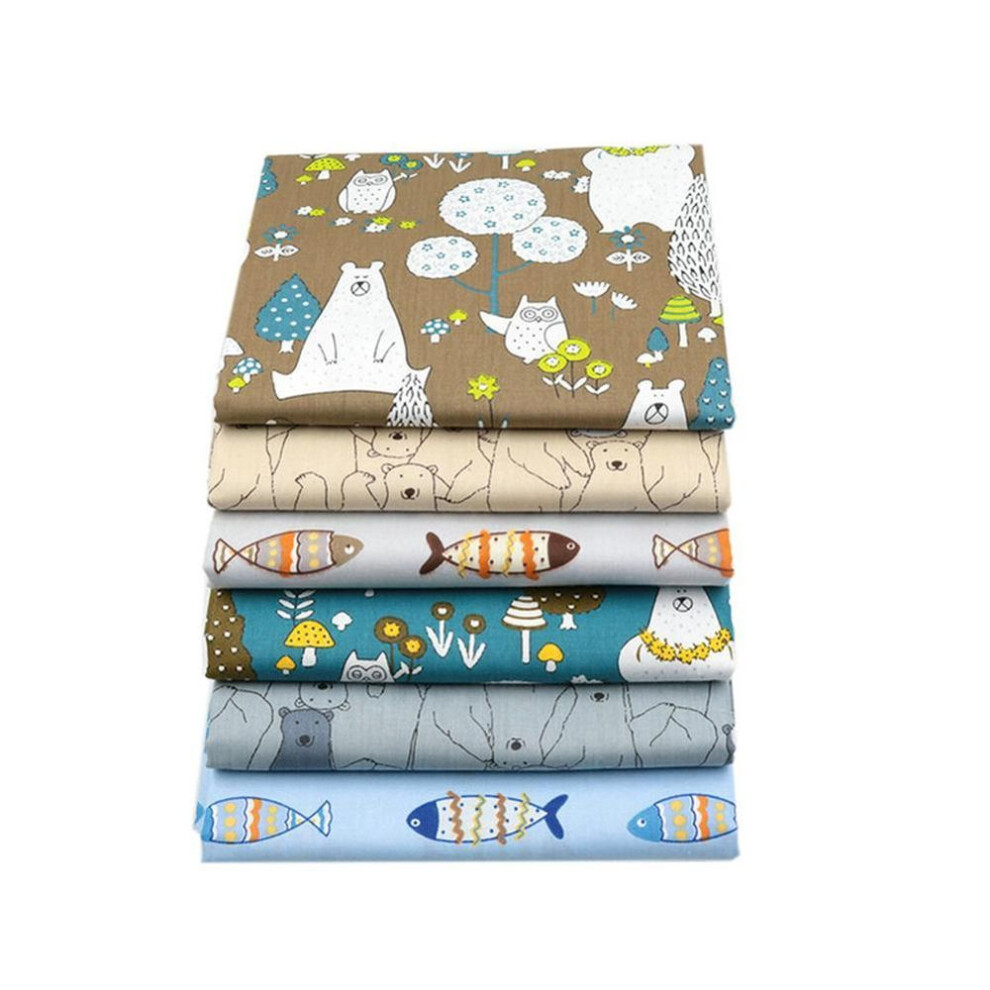 (coffee) 25cmx20cm 6pcs Print Floral Diy Kid Baby Face Cotton Cover Cloth Sewing Material