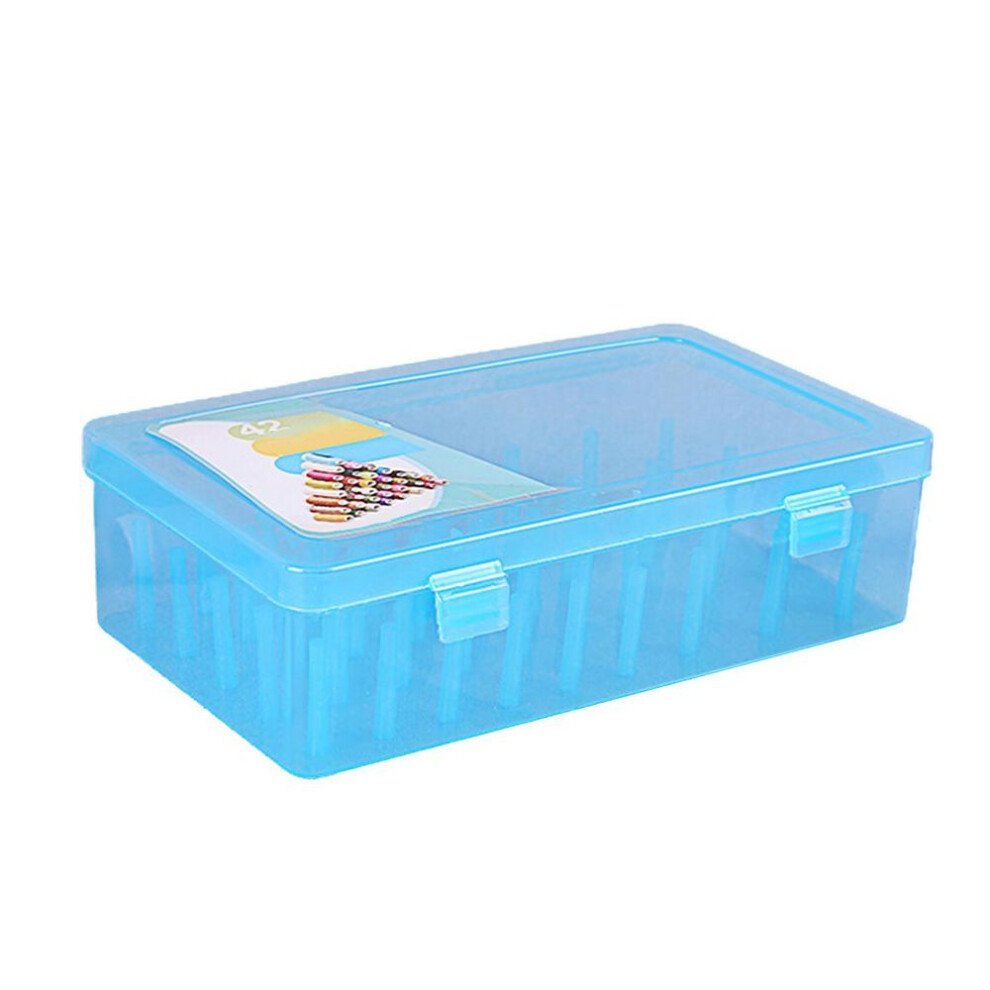 (blue) 42pcs Clear Sewing Threads Box Transparent Needle Plastic Wire Storage Organizer Containers
