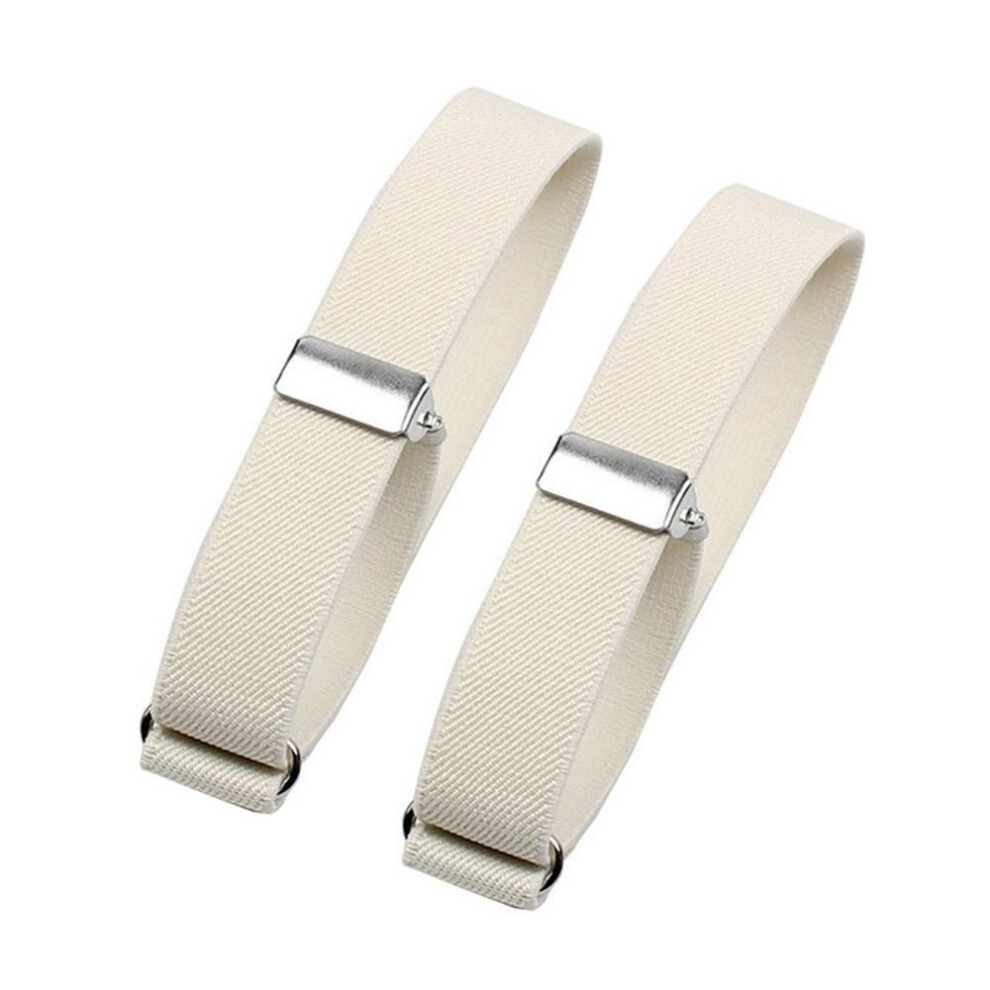 (white) 1 Pair Elastic Armband Shirt Sleeve Holder Women Men Fashion Adjustable Arm Cuffs Bands for Party Wedding Clothing Accessories