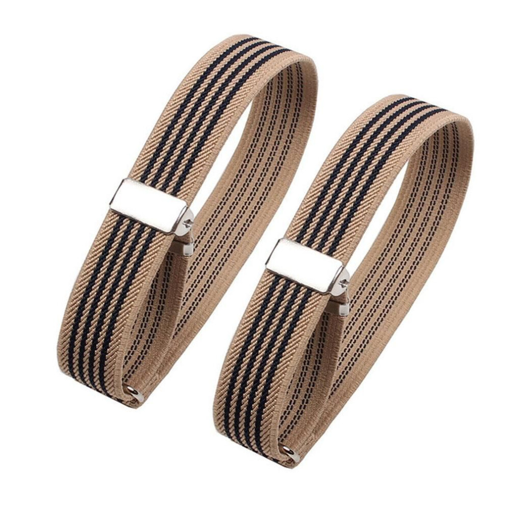 (brown) 1 Pair Elastic Armband Shirt Sleeve Holder Women Men Fashion Adjustable Arm Cuffs Bands For Party Wedding Clothing Accessories