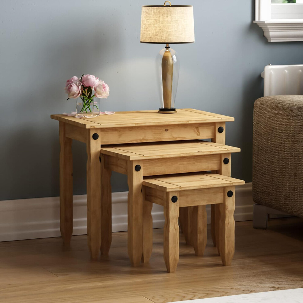 (28.5 x 60 x 50 cm, Nest Of Tables) Side table, rectangular, pine, 28.5D x 60W x 50H cm, solid