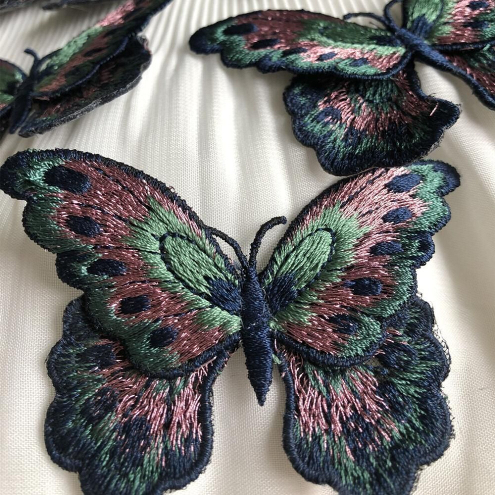 (pink) 3pcs Butterfly Embroidery Patches Sew On Clothing Diy Appliques For Jackets Decoration Parch Ropa