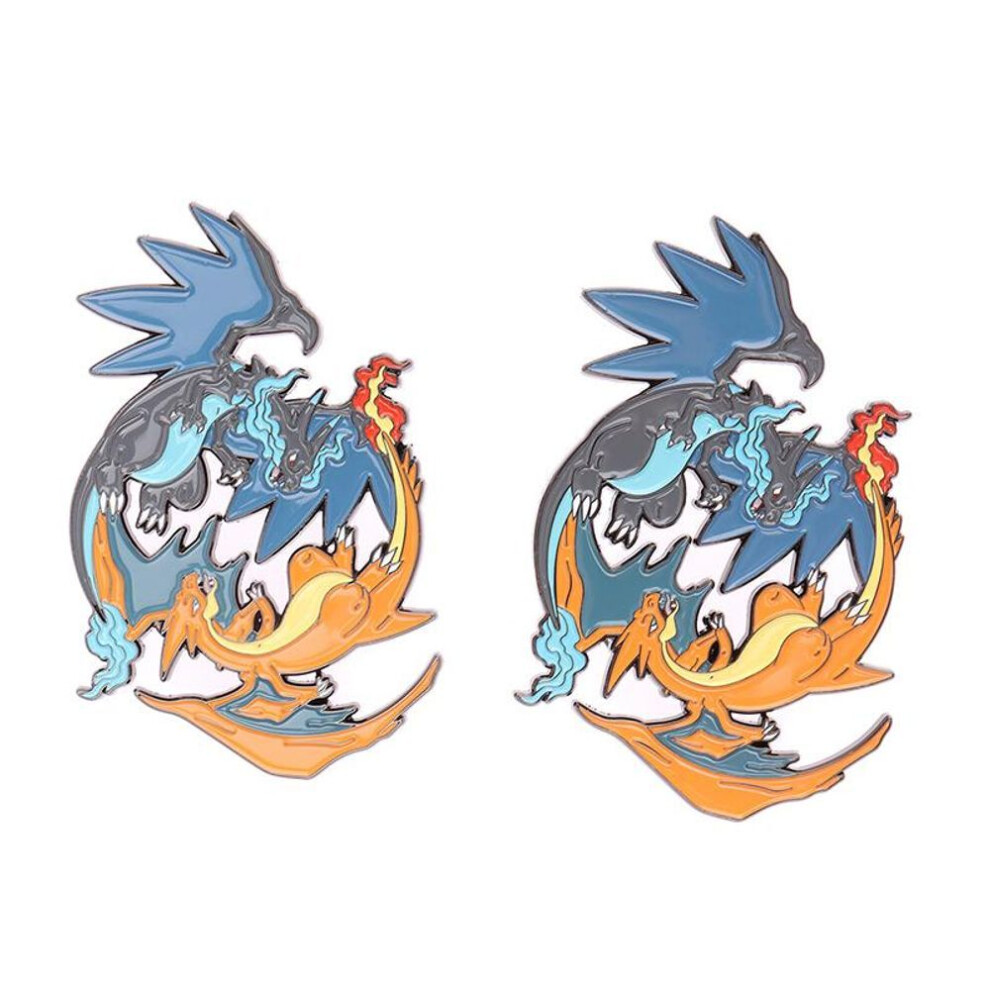 Pokemon Charizard Rayquaza Metal Brooch Pikachu Cartoon Kawaii Badge Anime Gifts