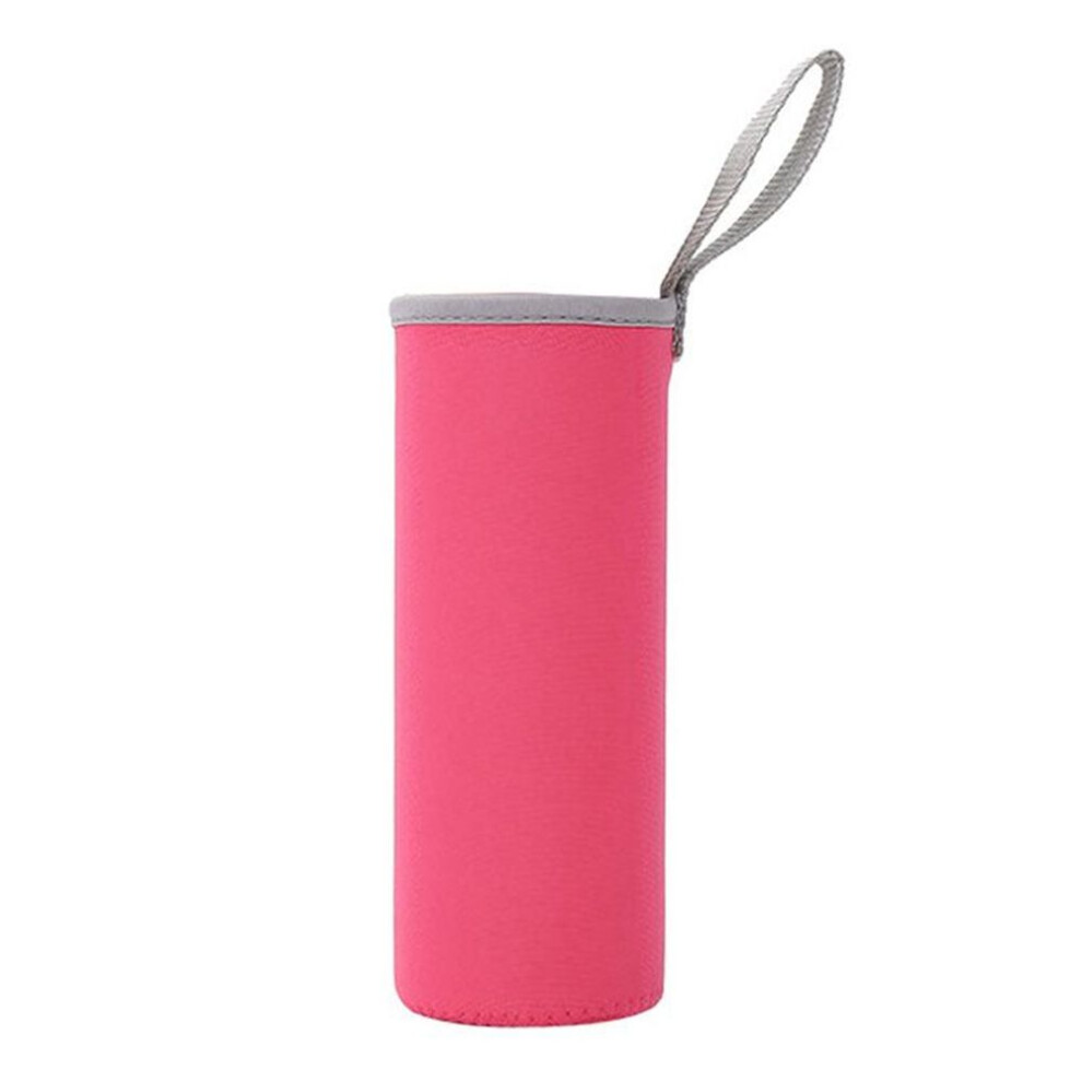 (rose red) Sport Water Bottle Cover Case Insulated Bag Thermos Cup Pouch Vacuum Glass Cup