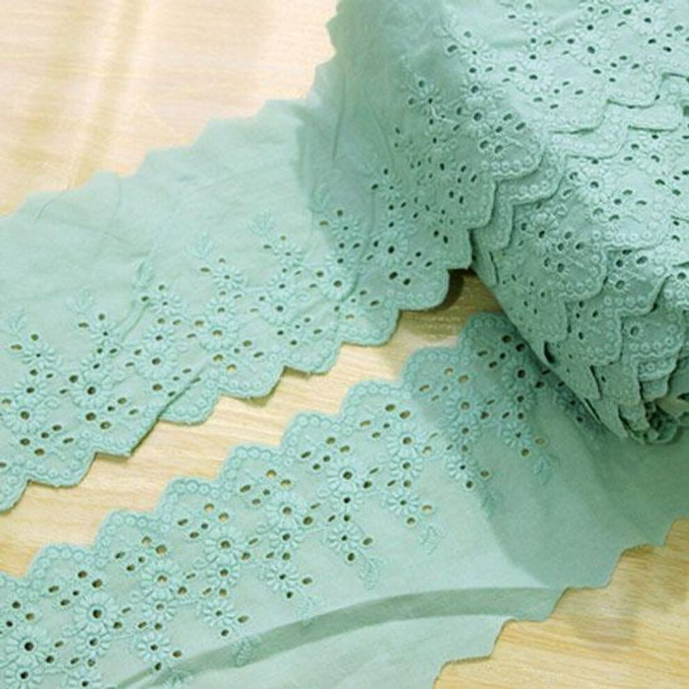 (green) 1y(91cm) Flower Hollow 14cm Wide Cotton Cloth Lace Trim Fabric Clothes Accessories Cuffs Skirt Hem