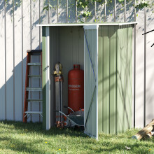 Outsunny Outdoor Storage Shed Steel Garden Shed w/ Lockable Door Light Green