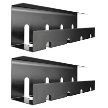 (2Pcs, Black) Cable Management Under Desk No Drill Under Desk Cable Management Cable Tray