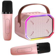 (Pink, One size) Bluetooth 5.3 Karaoke Machine For Adults And Kids W/ 2 Wireless Microphones Gift