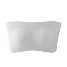 (M, White) New Upgraded Women Seamless Chest Wrap Strapless Padded Bandeau Bra Stretchy Bralette Tube Top Wireless Crop Push Up