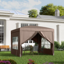 Outsunny 3x3 m Pop Up Gazebo Party Tent Canopy Marquee with Storage Bag Coffee