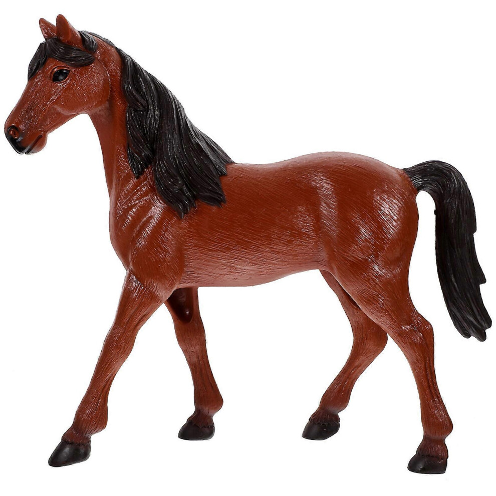 Kricely (, One Size) Small Horse Figurine Simulation Horse Decoration Home Plastic Horse Model Ornament Brown
