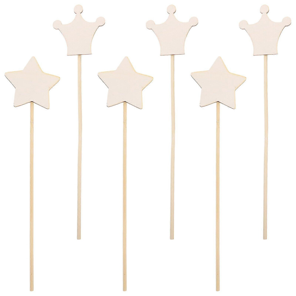Kricely (34.50X8.00x0.30cm, Picture 1) 6Pcs Diy Fairy Wands Funny Diy Wood Blank Fairy Sticks Diy Fairy Stick For Party