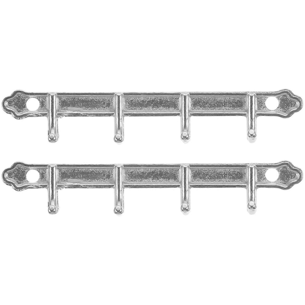 Kricely (Silver, One Size) 2Pcs Dollhouse Wall Coat Rack With Hooks Miniature Wall Hooks Rack Model Vintage Decor