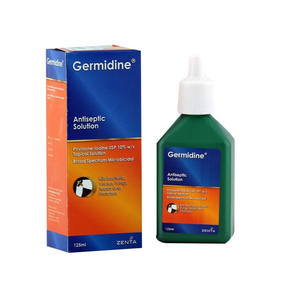 Germidine 10% Povidone-Iodine Antiseptic Solution 125ml - Broad-Spectrum Wound Care for Infections
