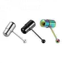 (As show, One size) 3pcs Vibrating Stainless Steel Tongue Ring Barbell Tongue Piercing Jewelry VAR