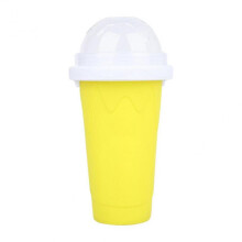(Yellow, One size) Smoothies Eco-friendly Double Layer Silicone Slushy Ice Cream Maker For Home KQX