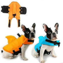 (S, Yellow) Shark Shape Dog Swimming Life Vest Jacket Suit EOV