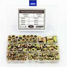 (As show, One size) Rivet Nuts Carbon Steel Threaded Inserts Blind Nut Stainless Steel Flat Head Rivets M3 M4 M5 M6 M8 M10 150 Pie BMS