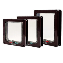 (Small Coffee 20*19*2cm, One size) Pet door locking Small Medium Large Dog Cat Flap Magnetic White Frame 4 G[T