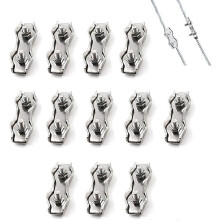 (As show, One size) 12 Pieces M3 Double Clamp Steel Wire Rope, Stainless Steel Wire Rope Clamp Connector Brake Cable Clamp, Used for 2mm Steel Wire R QSL