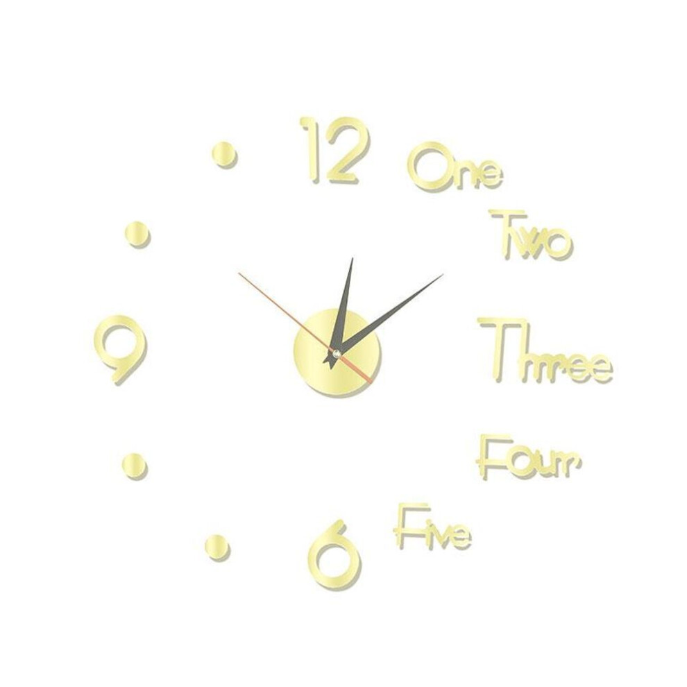 (gold) Modern Design Clock Watch Large Wall Clocks 3D Diy Acrylic Mirror Mechanism Stickers Home Living Room Decoration Quartz Needle