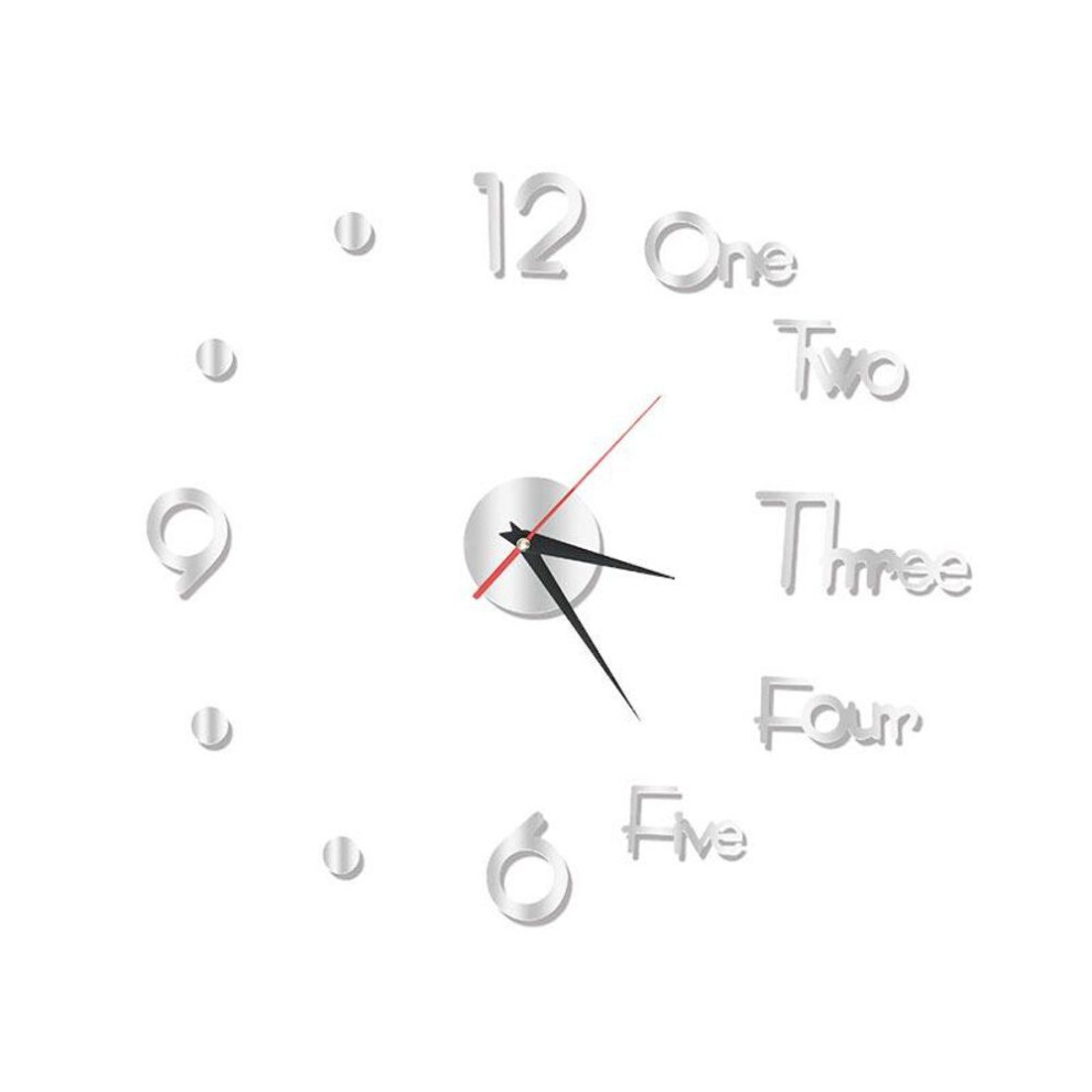 (silver) Modern Design Clock Watch Large Wall Clocks 3d Diy Acrylic Mirror Mechanism Stickers Home Living Room Decoration Quartz Needle